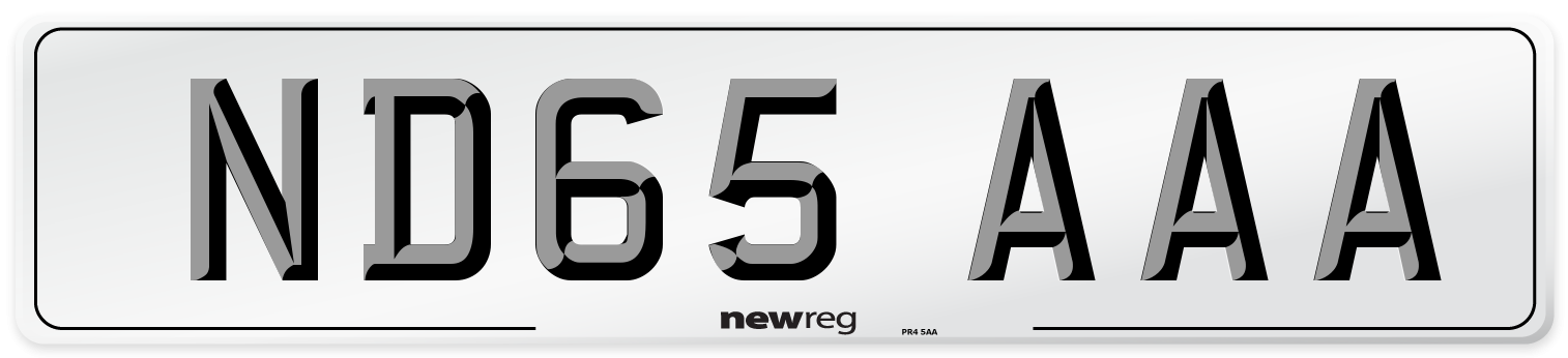 ND65 AAA Number Plate from New Reg